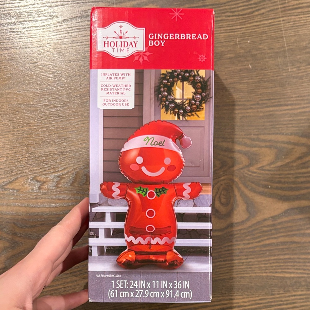 Holiday Time Gingerbread Boy Inflatable - Red and White
